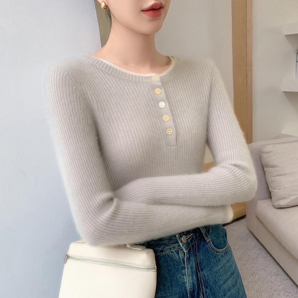 Versatile Women's Slim Fit Striped Cashmere Knit Pullover Sweater
