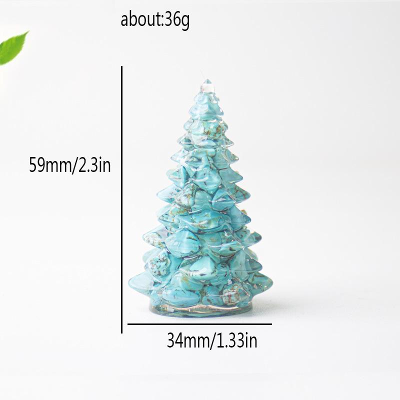 Crystal Gemstone Christmas Tree Sculpture Amethyst Rose Quartz Resin Art Home Decor Desk Ornament Holiday Gift For Her