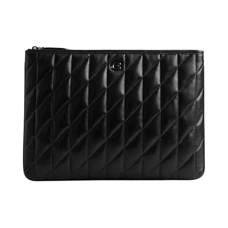 Coach Pillow 34 Striped Quilted Logo Zip Clutch Large Women clutch Black CM431-V5BLK Basic Set BagDust Bag 11690₽