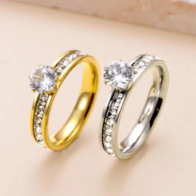 Luxury Stainless Steel Geometric Gold-plated Ring Women's Finger Engagement Wedding Jewelry Fashion Accessories