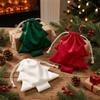 3Pcs/Set Velvet Drawstring Gift Bags Tree Shaped Christmas Candy Treat Bag Wedding Party