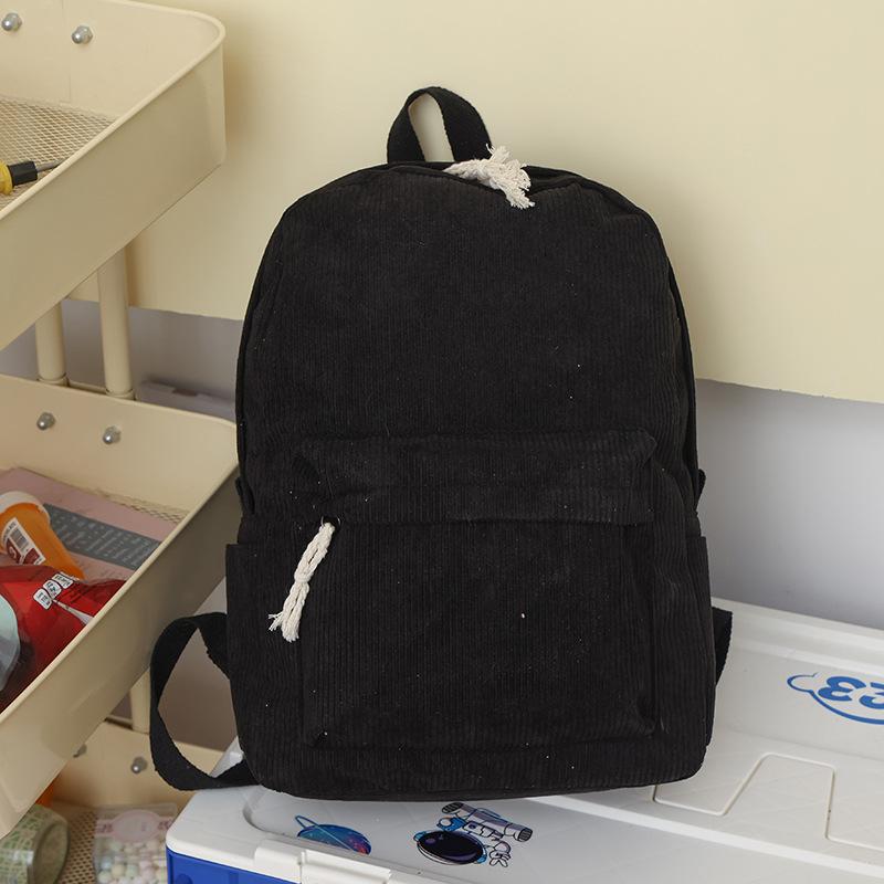 Cross-Border Large Capacity Corduroy Backpack: Versatile, Portable Student Bag for College Style & High School. Lightweight Double-Shoulder Design.