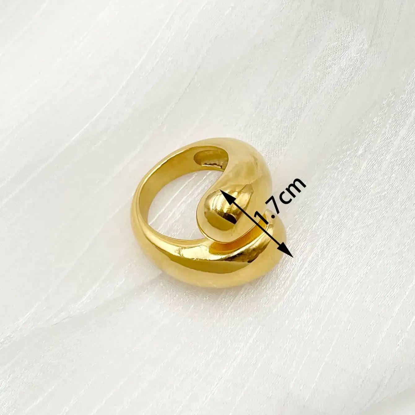 CARLIDANA New Hot Selling Simple Water Drop Gold Color Stainless Steel Ring Personalized Fashion Personalized Women s Jewelry resizable золотой