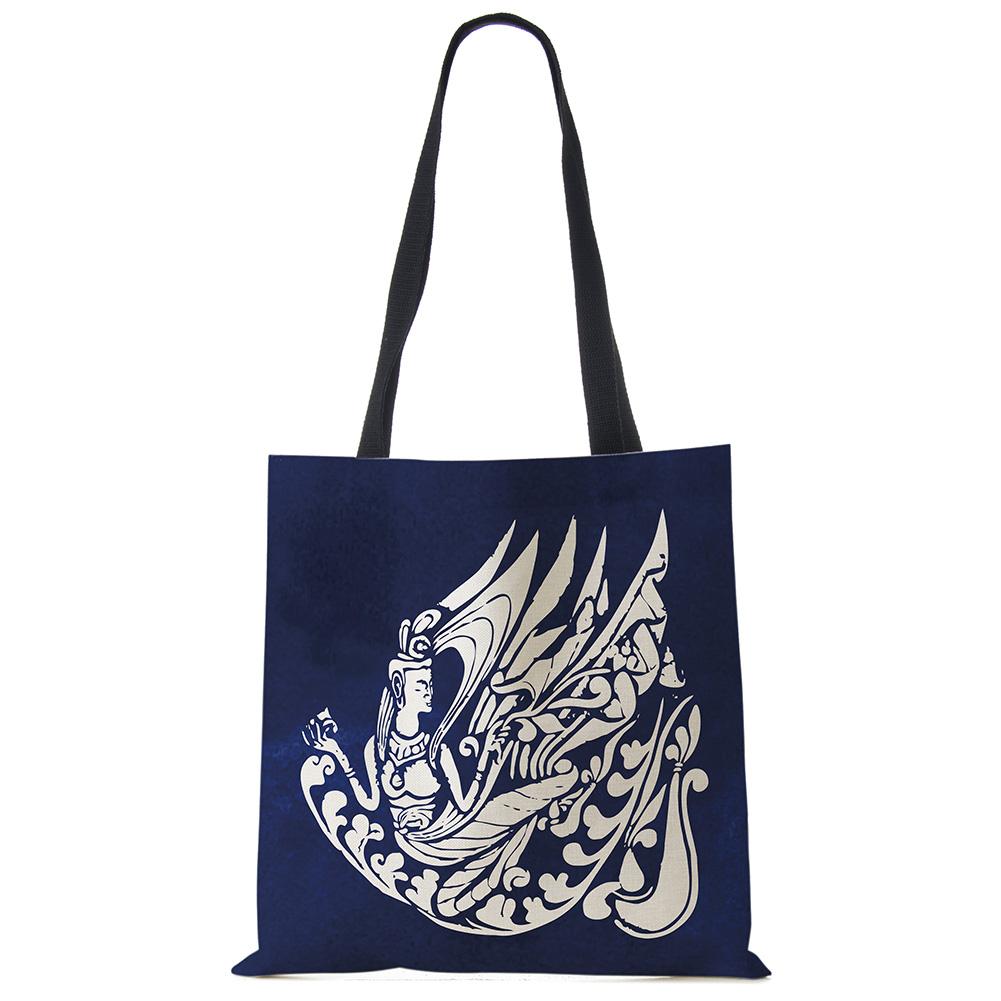 Vintage Print Casual Shoulder Bag Flowers Leaves Women Shopping Reusable Handbag Large Capacity Canvas Travel Beach Tote Bags CLE