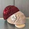 Autumn and Winter Retro Mesh French Top Hat Photography Headgear Women's Hepburn Wind Woolen Beret Women's Felt Hat