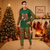 Christmas-print long-sleeve and long-pant matching family loungewear set