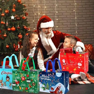 6 stks/set kerstcadeauzakken groot met handvat Kerst draagtas Bulk herbruikbaar