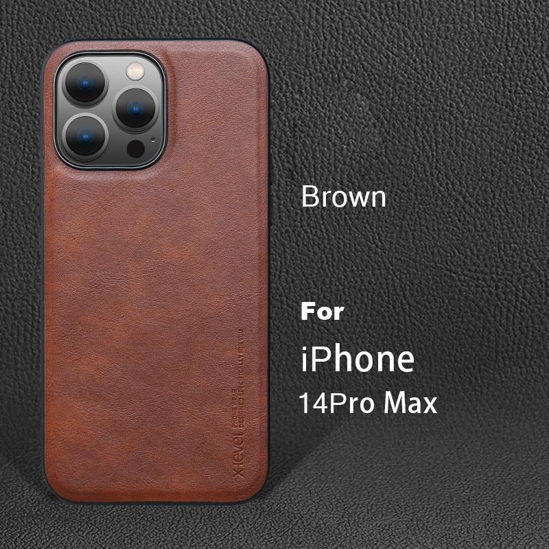 Funda For iPhone 14 Pro Max Case Vintage Leather + TPU Protective Back Cover for iPhone 14 Pro