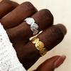 Stainless Steel Geometric Ring for Women Spiral Conch Open Adjustable Ring Personality Design for Banquet Vacation Zircon Gifts
