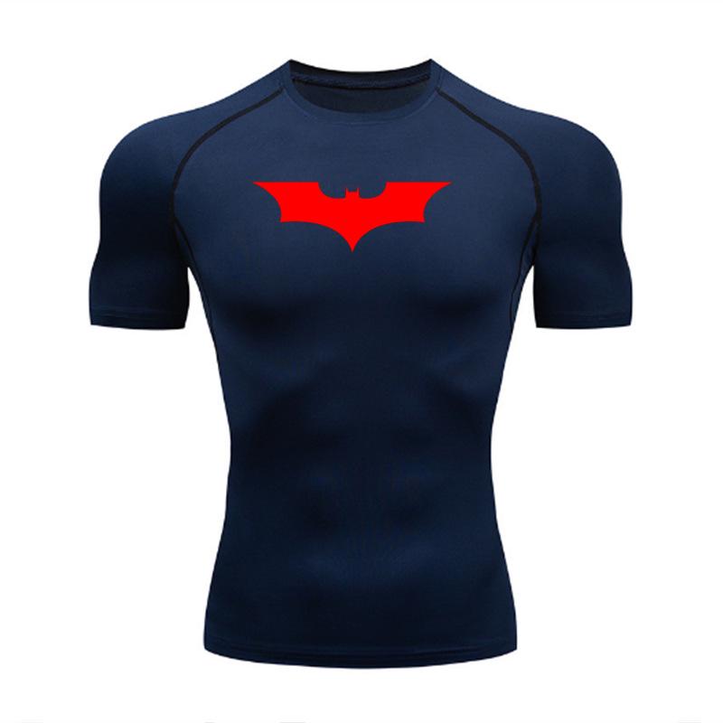 Men's Batman Compression Short Sleeve Sports T-Shirt for Running, Basketball, or Football - Quick Dry, Tight Fit, Round Neck.