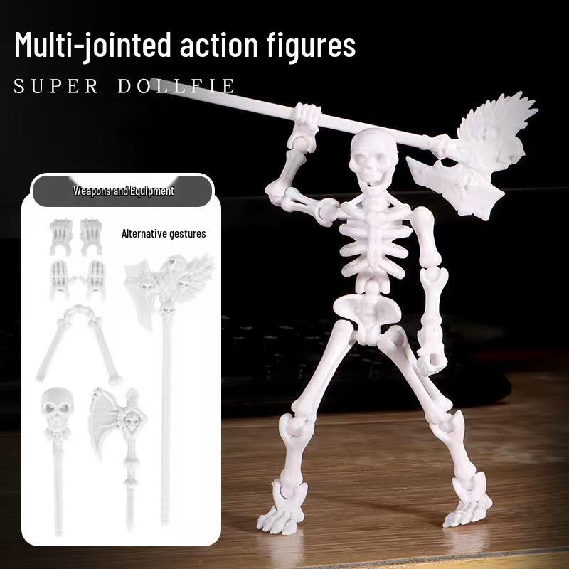 3D Articulated Doll Skeleton Model: DIY Assembly Movable Figure Toy Pendant