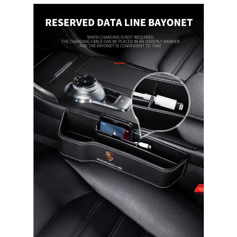 2 Piezas Organizador de Asiento de Coche Caja de Almacenamiento para la Ranura del Asiento Multifunción Artículos Para Porsche Boxster Cayenne Panamera Macan Cayman 911 918 996 917 991