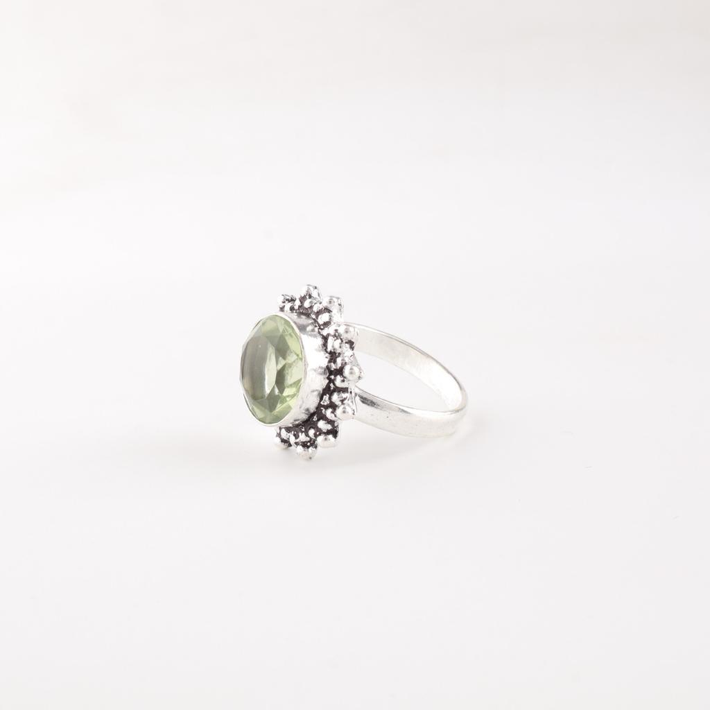 Green Amethyst Gemstone 925 Solid Silver Jewelry Handmade Engagement Girls Ring RR-7-48