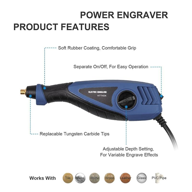 A96I-25W Gravierstift, 6-stufiges Power-Gravierwerkzeug, Handheld-Gravierstift für Holz Metall Glas EU-Stecker