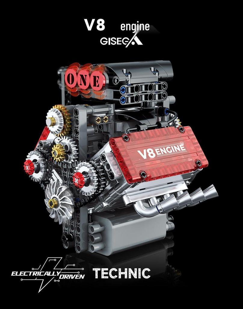 Cross-Border V8 Engine Building Blocks: Electric Mechanical Model for Educational Assembly