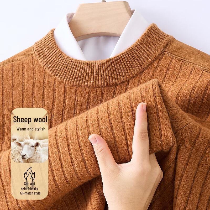 

Jinjuan Men s 100% Pure Wool Round Neck Sweater XL