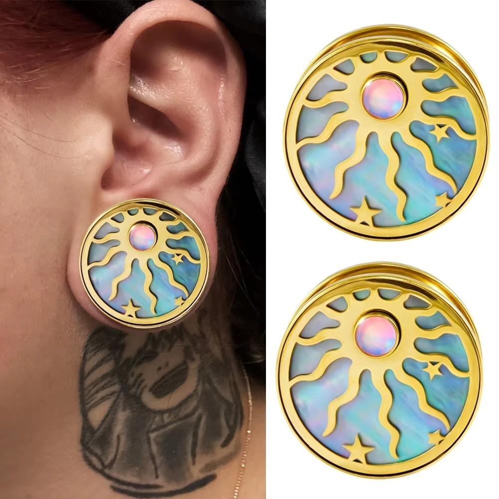 Edelstahl Ohrklemme Ohrringe Sonne Stern Design Ohrstecker Neue Ohrdehner für Tragus Piercing