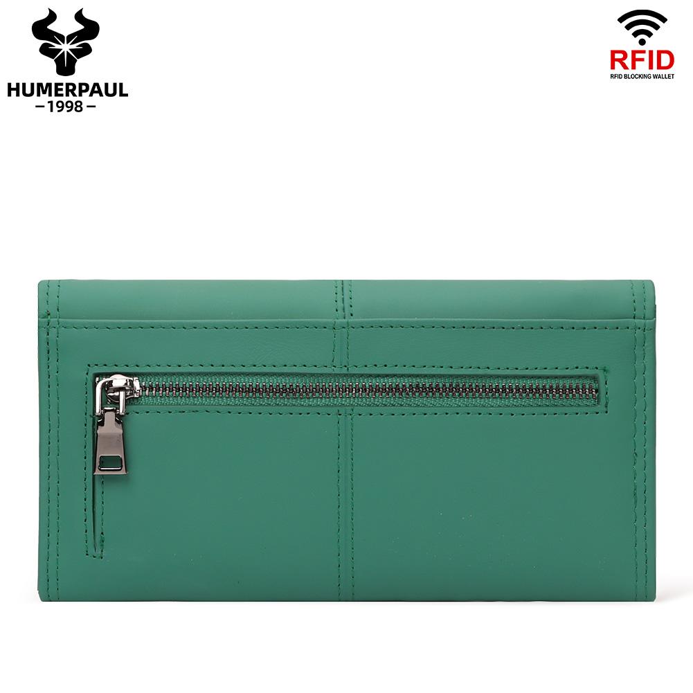 Humerpaul Damen-Geldbörsen, RFID-blockierend, echtes Leder, großes Fassungsvermögen, Kartenhalter, luxuriöse Designer-Damen-Langbrieftasche