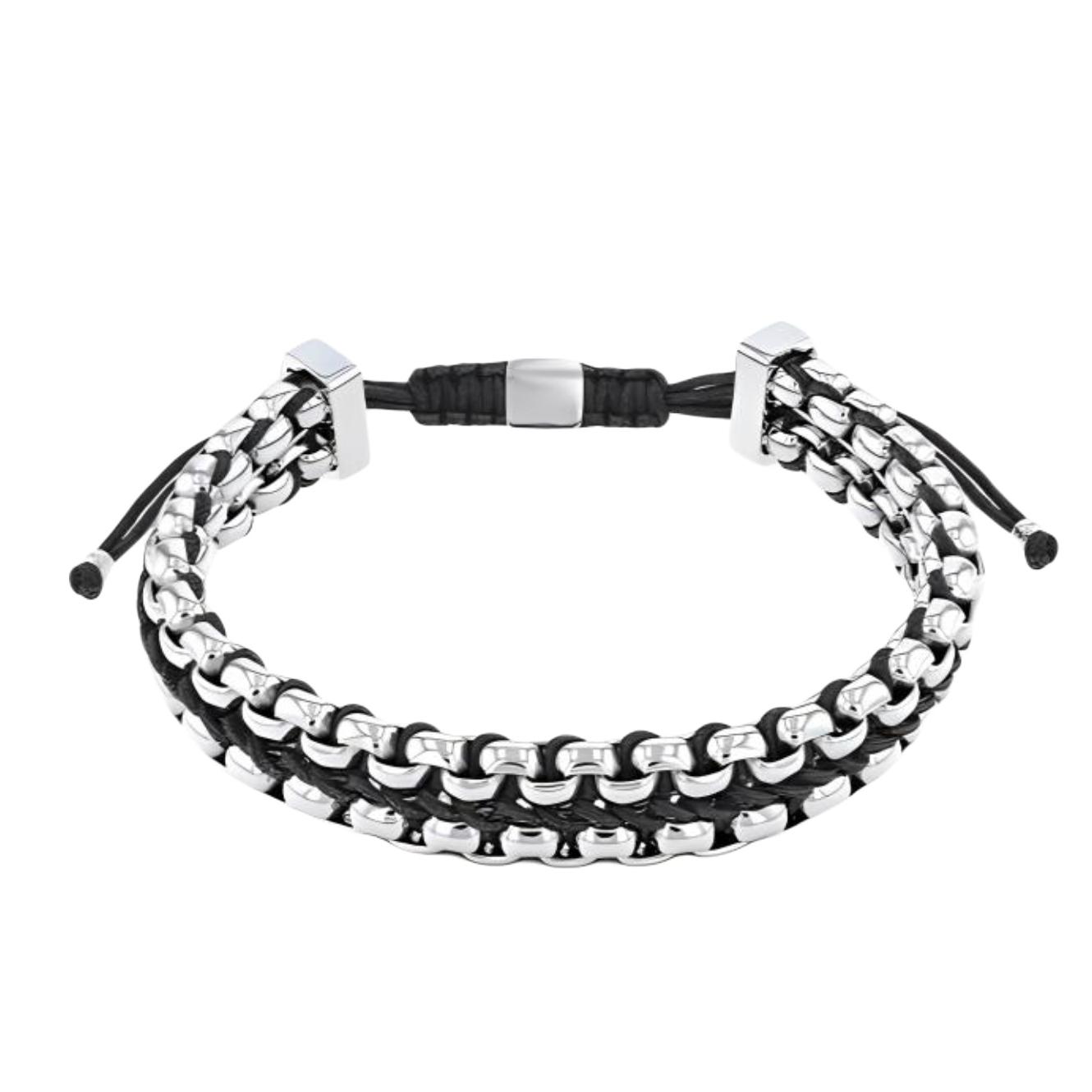 

Calvin Klein Rebel Series Fashion Nylon Woven Bracelet Men accessories 35100040 Box,F,Black/Silver Dual Combo Color