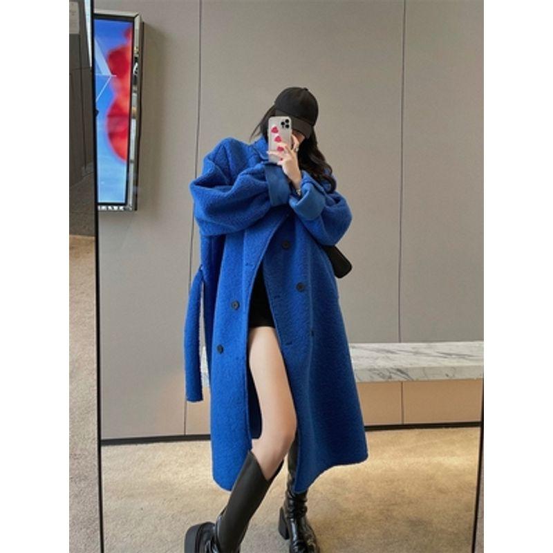 

100.00кг Меховое Интегрированное Свободное Длинное Пальто Оверсайз