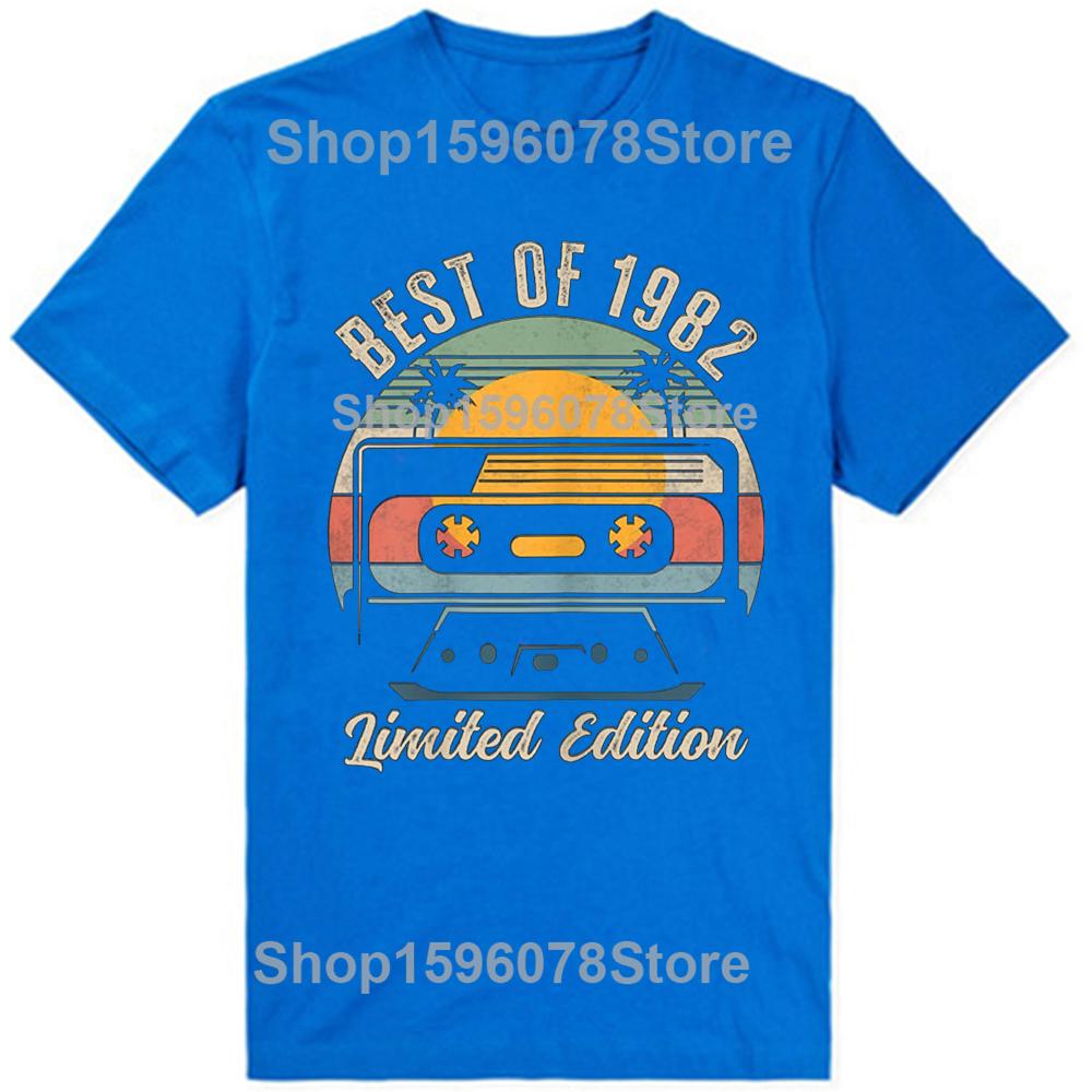 Funny Vintage 43th Birthday Gift Best of 1982 T Shirts Cotton Short Sleeve Gifts Mens Clothing Casual Loose Oversized T Shirt