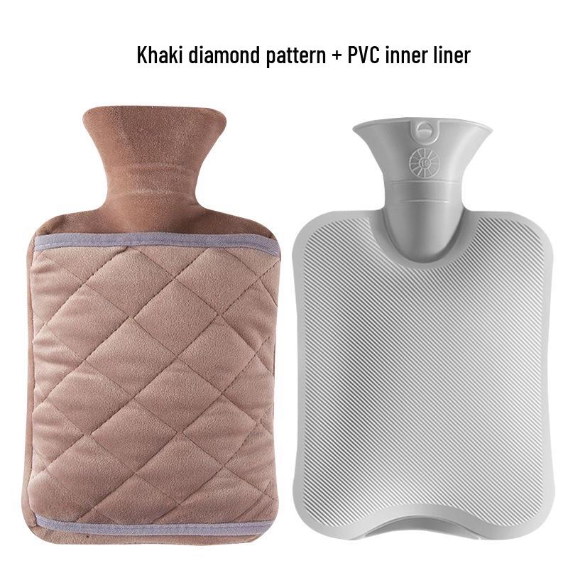 Thickened Velvet Hot Water Bottle with Hand Inserts for Warmth and Anti-Scald Heat Therapy.