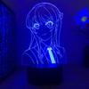 Rascal Does Not Dream Of A Dear Friend Mai Sakurajima 3d Touch Led Night Light With Remote Control For Bedroom Decor