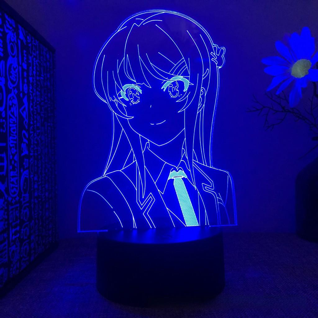 Rascal Does Not Dream Of A Dear Friend Mai Sakurajima 3d Touch Led Night Light With Remote Control For Bedroom Decor