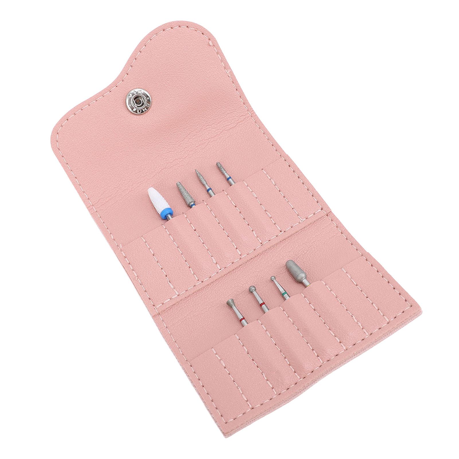 

16 Holes PU Nail Drill Bits Storage Bag Dust Proof Water Resistant Nail Drill Bits Holder Container