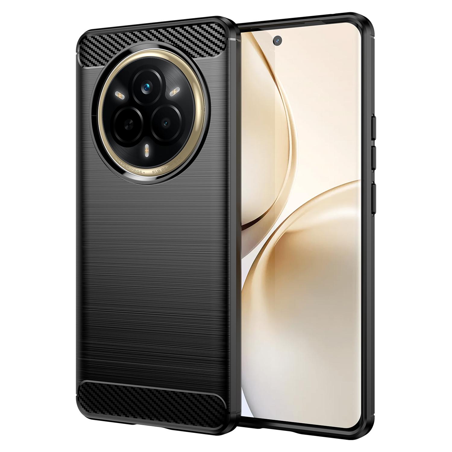 

Для Realme 14 Pro 5G Чехол Защитный Чехол для Телефона Текстура Углеродного Волокна Матовый Black