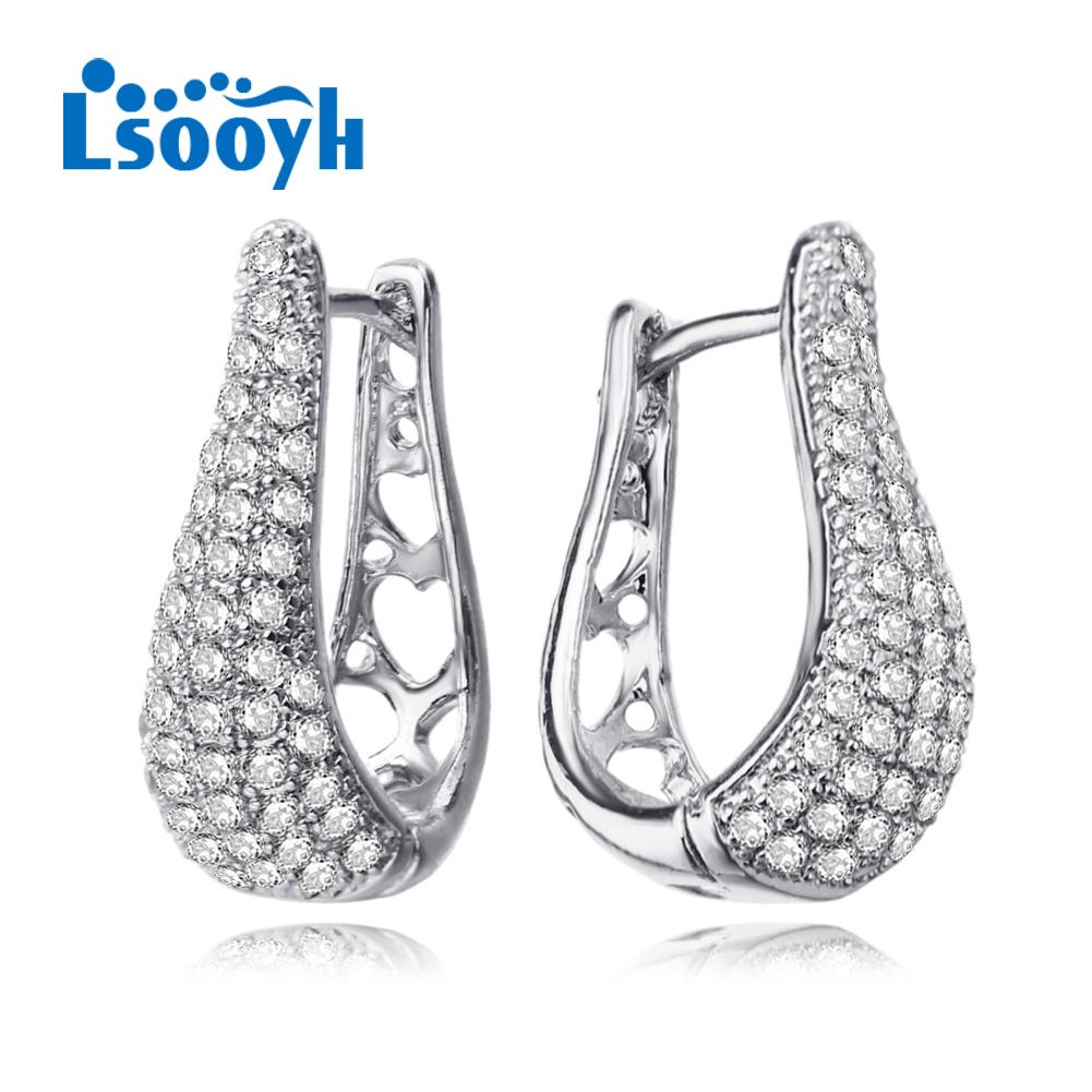 

LSOOYH серьги-клипсы цвета розового золота, модные серьги для женщин, геометрические серьги-гвоздики с кубическим цирконием, ювелирные изделия A