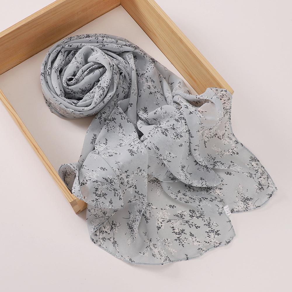 New Printed Hijabs Shawl Bubble Chiffon Hijabs Woman Design Flower Shawls Muslim Scarves Headscarf Wraps Turbans Long Scarves