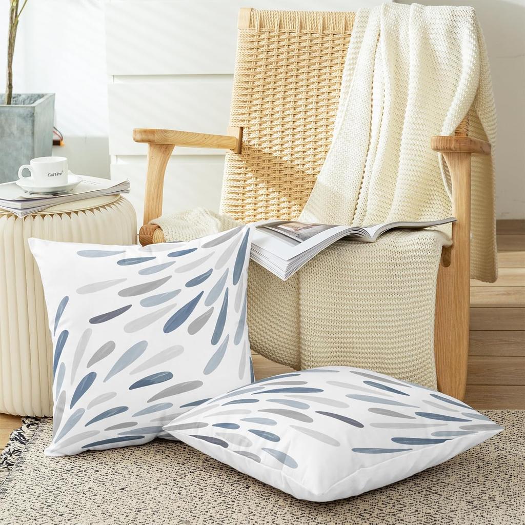 CaliTime Throw Pillow Cases Pack of 2 Cozy Fleece Two-Tone Abstract Symmetrical Raindrop Decorative Cushion Covers for Couch Bed Sofa Farmhouse
