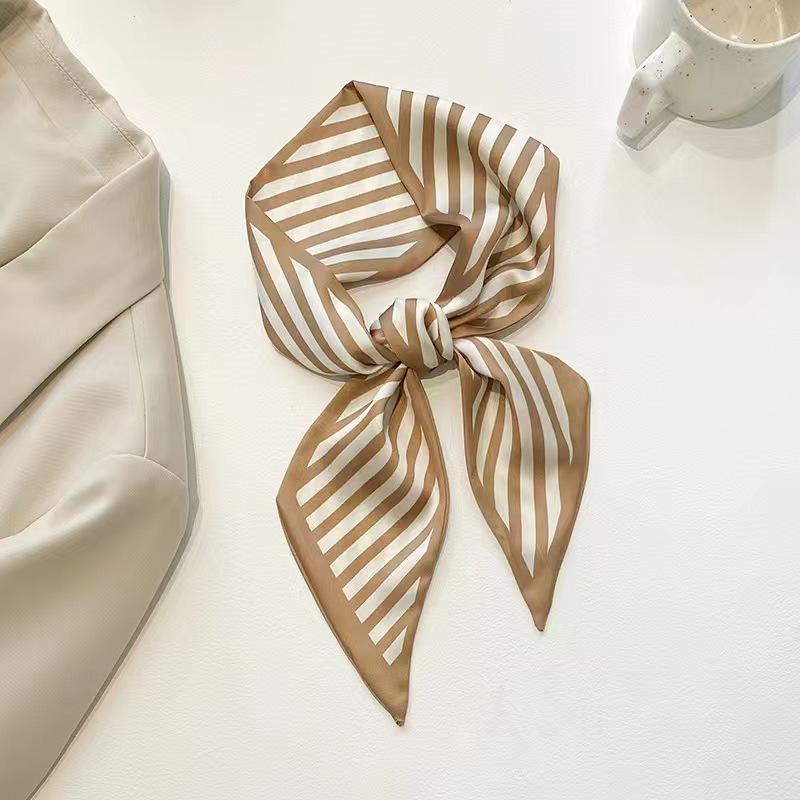 Small White And Tender Green Silk Scarf For Women, Thin Streamer, Headband, Hair Tie, Bag Decoration Long