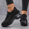 Fashion Women Platform Shoes Knitted Running Sports Shoes Anti-slip Air-cushion Sneakers Breathable Mesh Dancing Traveling Shoes