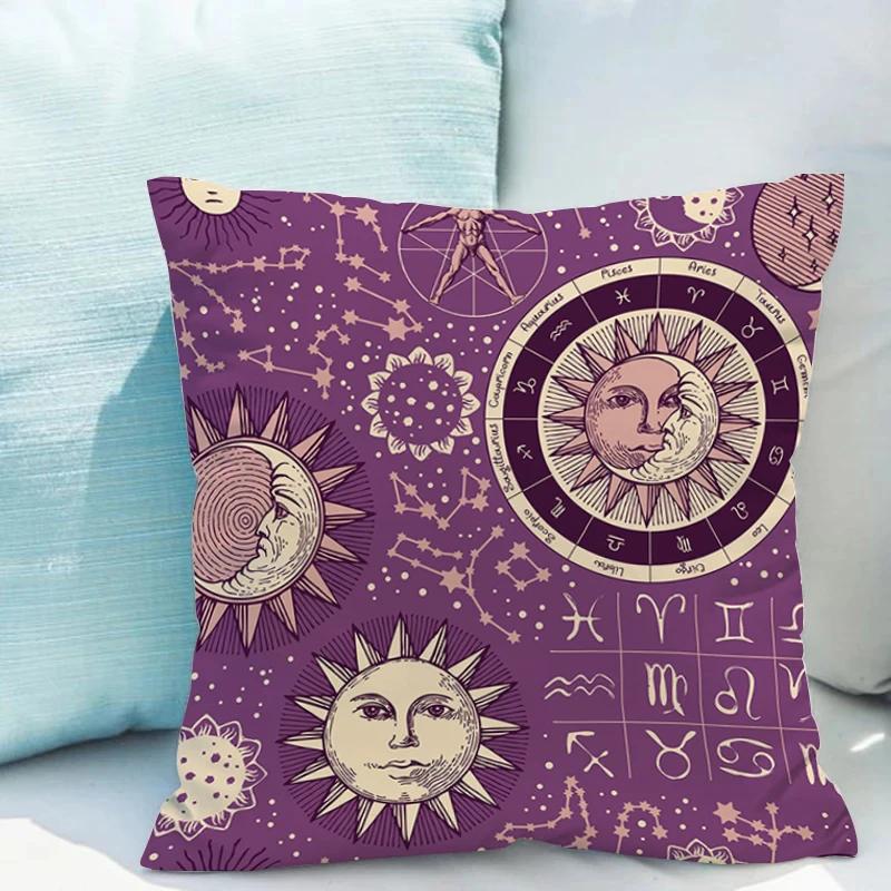 Tarot Sun And Moon Cushions Double-Sided Printing Pillows Decorative For Bed Of Modern Sofa Pillow Cover Decoration Living Room