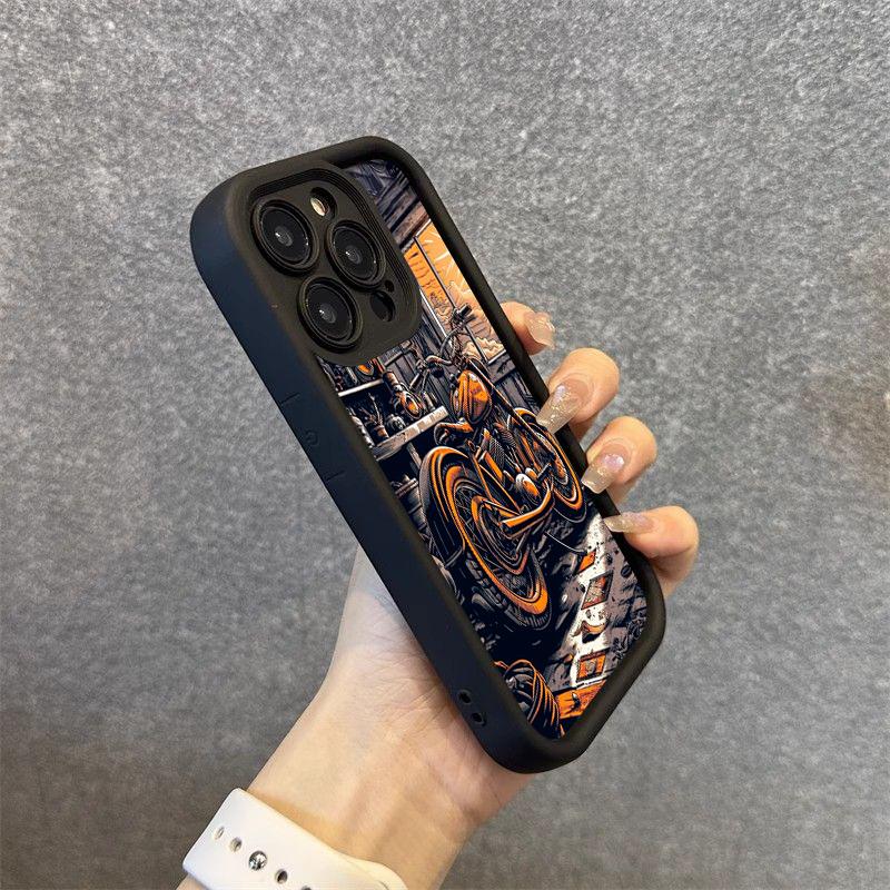 Motorcycle And Bike Ride Speed Vintage Phone Case,For iPhone 17 Air 16 15 13 12 11 ProMax Pro Plus,Smooth Touch Protective Cover