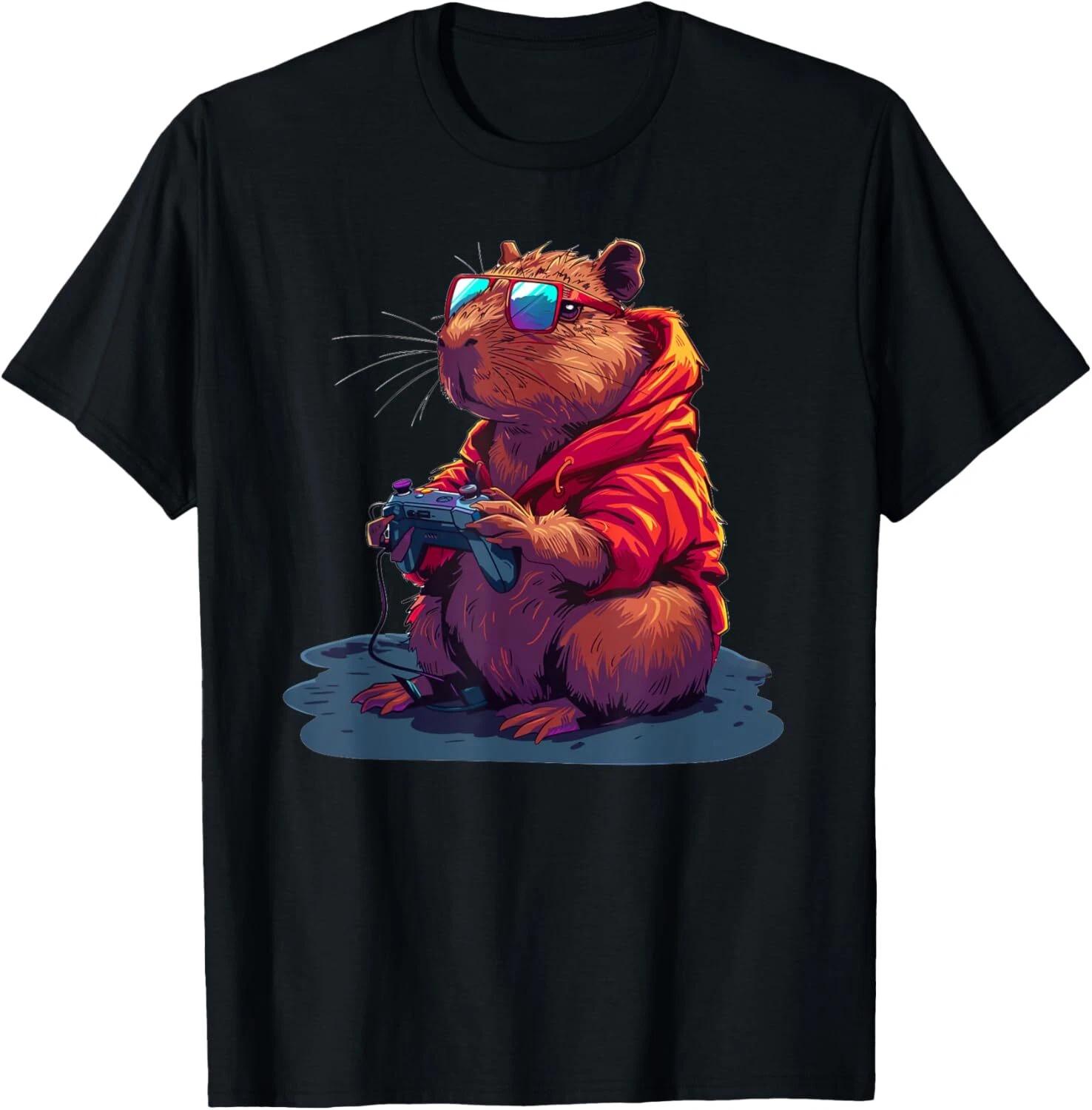 Capybara Gamer Funny Capybara Rodent _ Video Games Lover Gift Unisex T-Shirt XL