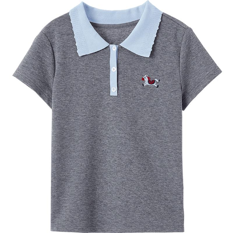 Baitu Women s Embroidered Polo T-Shirt S