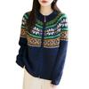 Women's Fair Isle Retro Jacquard Knit Cardigan Sweater - Double Zipper, Warm, Trendy Red Coat
