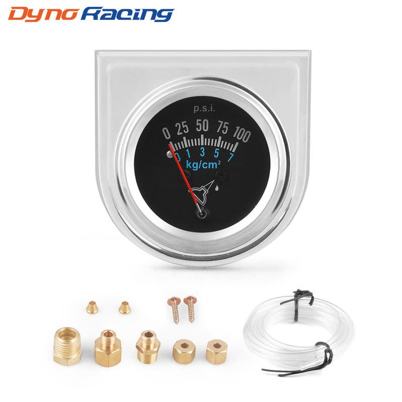 2  52mm Mechanical Oil Press Gauge 0-100PSI/1-7kg/cm² Oil Pressure Press Car Meter Chrome Black