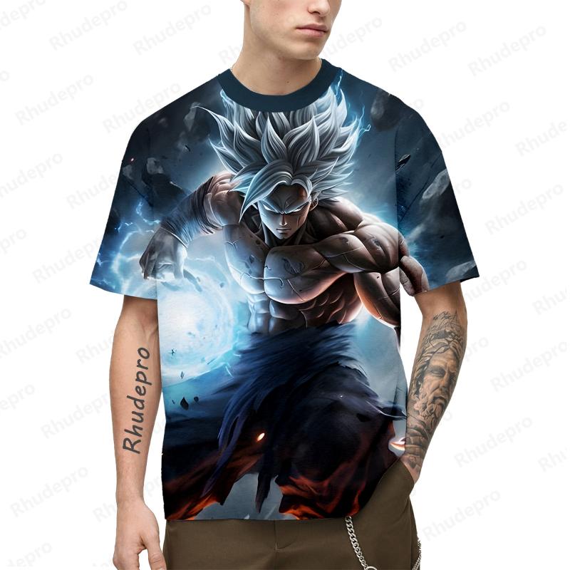 Anime Men's Streetwear Dragon ball T-Shirt Goku Super Saiya Clothing Tops Children's Harajuku Style Shirts 2024 Trend
