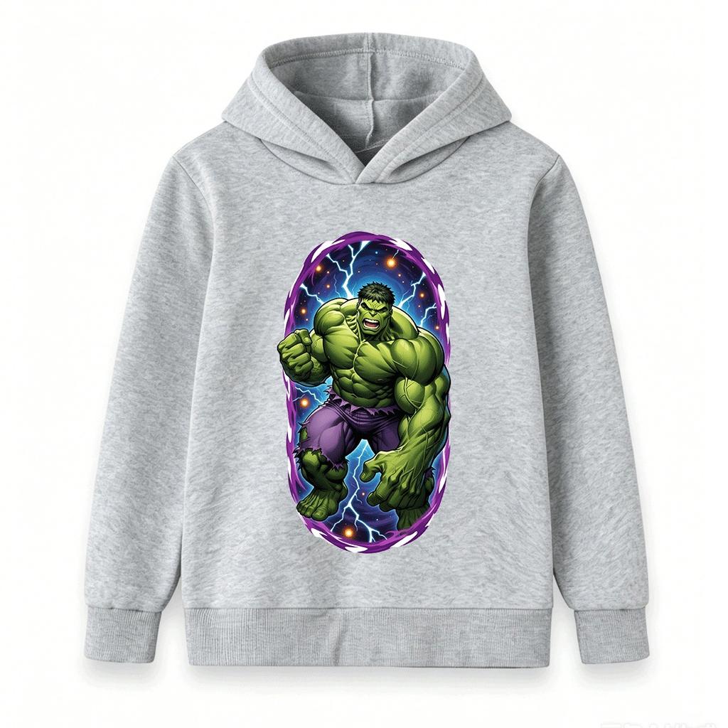 Kids Boys Girls Pullover Hoodie Super Green Hero Print Casual Soft Long Sleeve Hooded Sweatshirt for Children Daily Wear