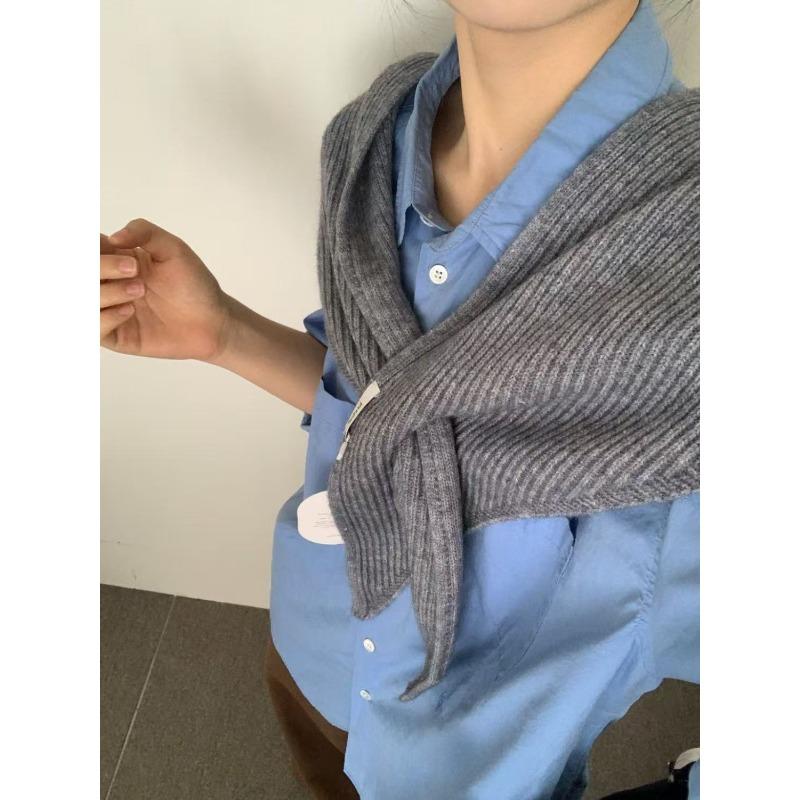 Early Autumn Atmosphere Knitted Large Version Triangle Scarf Dual Purpose Shawl Scarf All in One Versatile Neck Protection Hat for Women