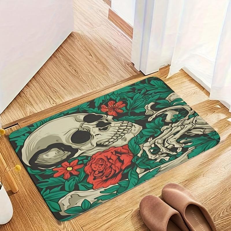 1PC Halloween skull Kitchen Rug Non-Slip Door Mat Pop design Bathroom Rug Bath Mat Carpet for Home Sink Laundry Decor