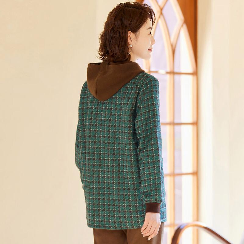 Pasite Women's Casual Plaid Hooded Long Sleeve Cardigan