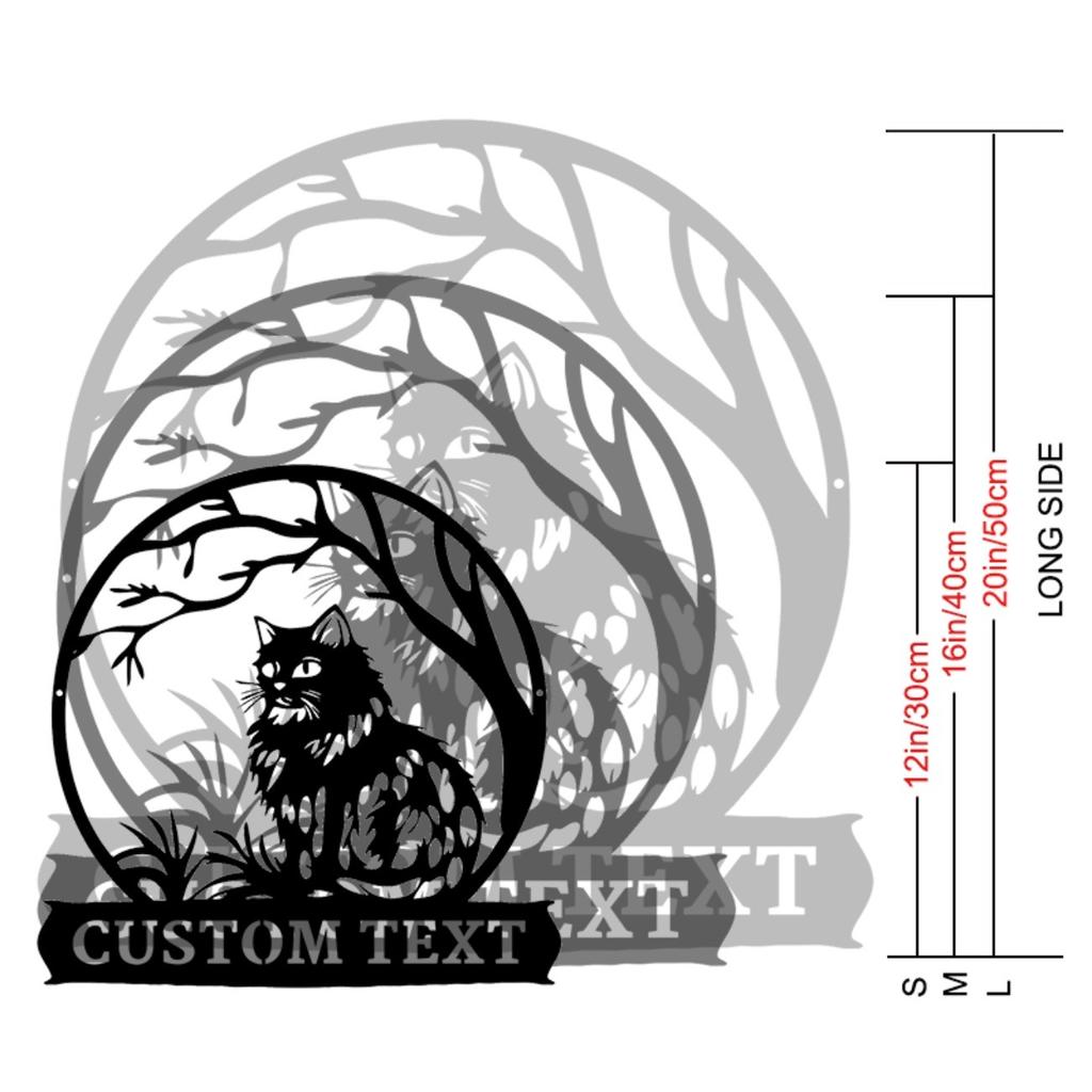 Custom Metal Cat Silhouette Sign Rustic Decor Personalized Text Gift Animal Lover Unique Wall Art