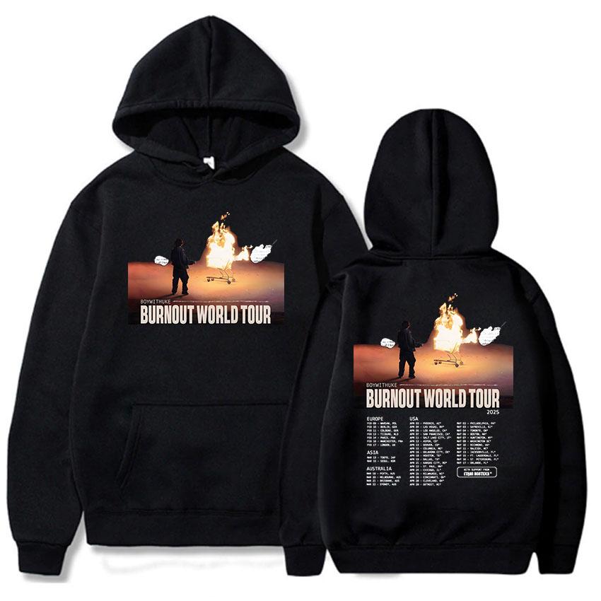 Boywithuke Burnout World Tour 2025 Hoodies Sudadera Mujer Hooded Women Men Casual Sweatshirts Singer Graphic Printed Pullovers