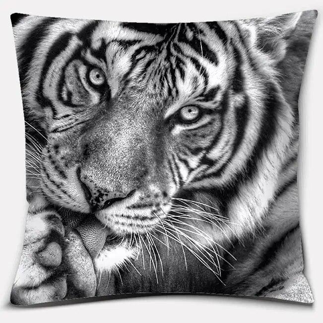 Tiger Lion Series Pillowcase Living Room Sofa Car Seat Cushion Cover Children's  Office Home Decoration Hug