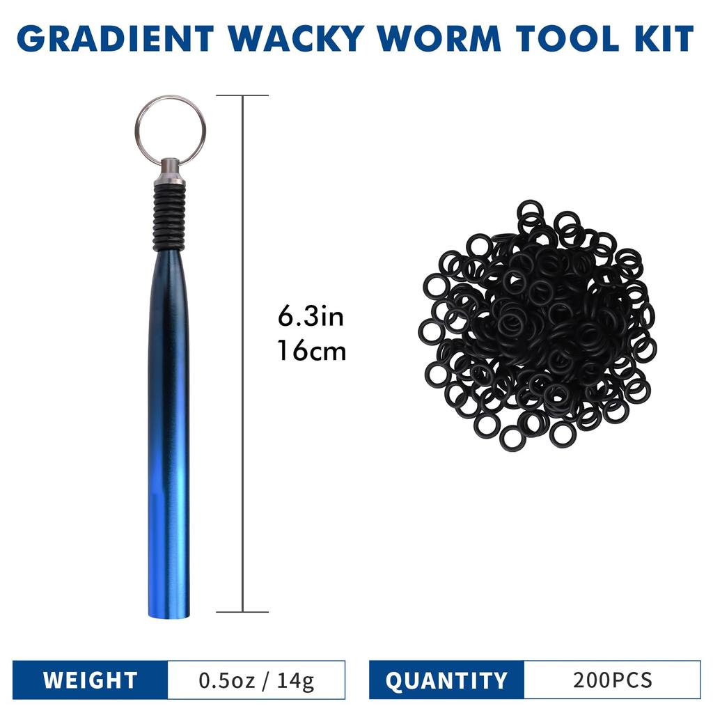 TRUSCEND Gradient Fishing Wacky Rigs with Silicone for and Worm Downrigger Tubes for Easy Installation and Stickbait O-Rings (210 Pieces) 3-4" 5-7"